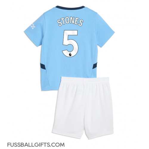 Manchester City John Stones #5 Fußballbekleidung Heimtrikot Kinder 2024-25 Kurzarm (+ kurze hosen)